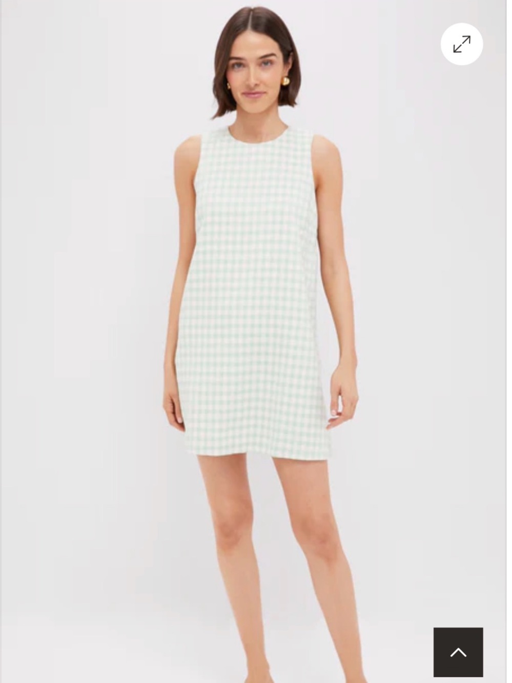 Tuckernuck mint green & white Gingham Mini Dress green check print NEW Size L - Picture 2 of 13